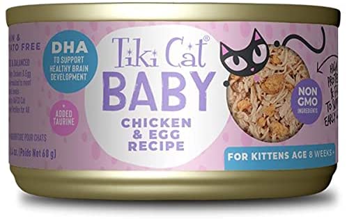 Tiki Cat Baby Wet Cat Food for Kittens Chicken Egg 12 2.4oz