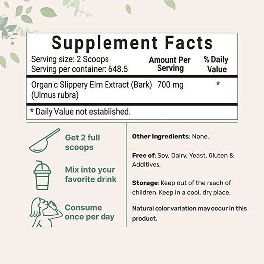 Organic Slippery Elm Bark Powder ~ 1 lb