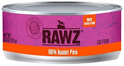 Rawz 96% Rabbit Pate Cat Food 24/5.5 oz Cans