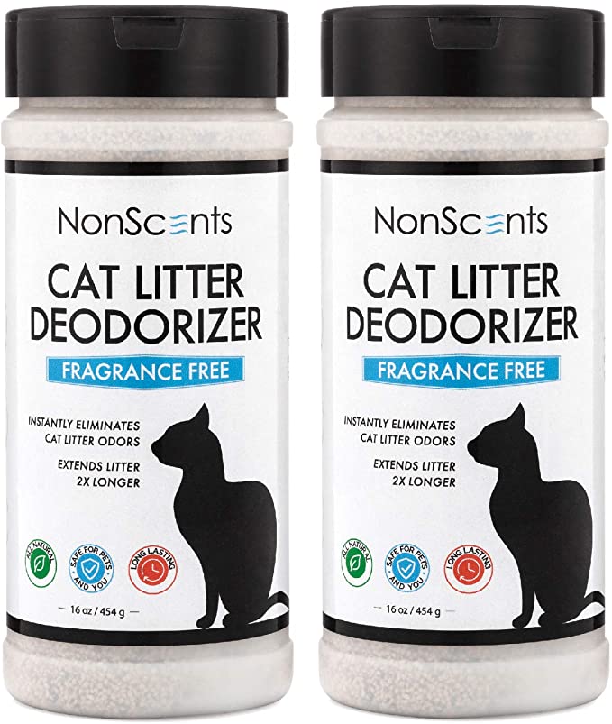 NonScents Cat Litter Deodorizer – Litter Box Odor Eliminator – Fragrance Free – Longer Kitty Litter Life – 2-Pack