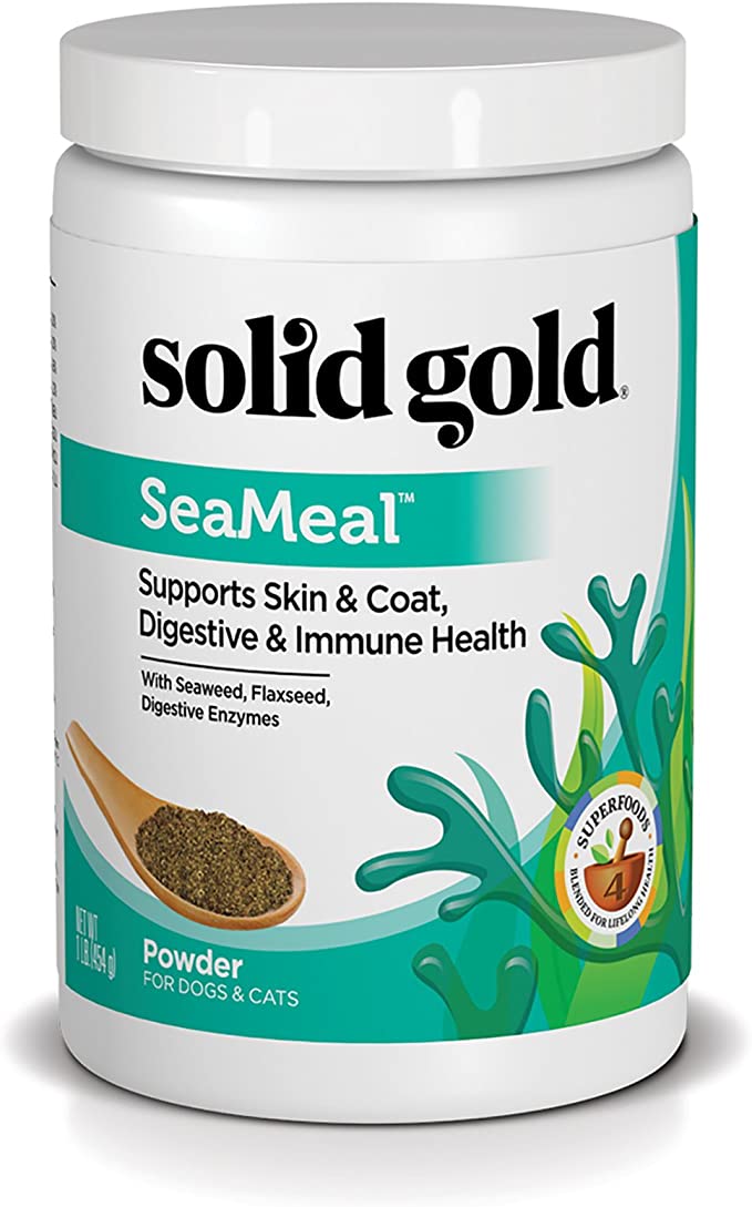Solid Gold SeaMeal Kelp-Based Powder for Skin & Coat, Digestive & Immune Health in Dogs & Cats; Natural, Holistic Grain-Free Supplement; 1 lb