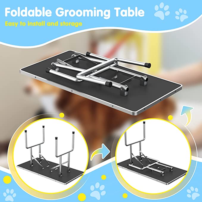 36'' Adjustable Pet Dog Cat Grooming Table Foldable With Arm Noose