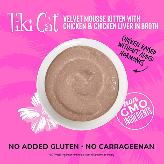 Tiki Cat: Velvet Mousse Kitten ~ Chicken & Liver {12/2.4oz Pouches}